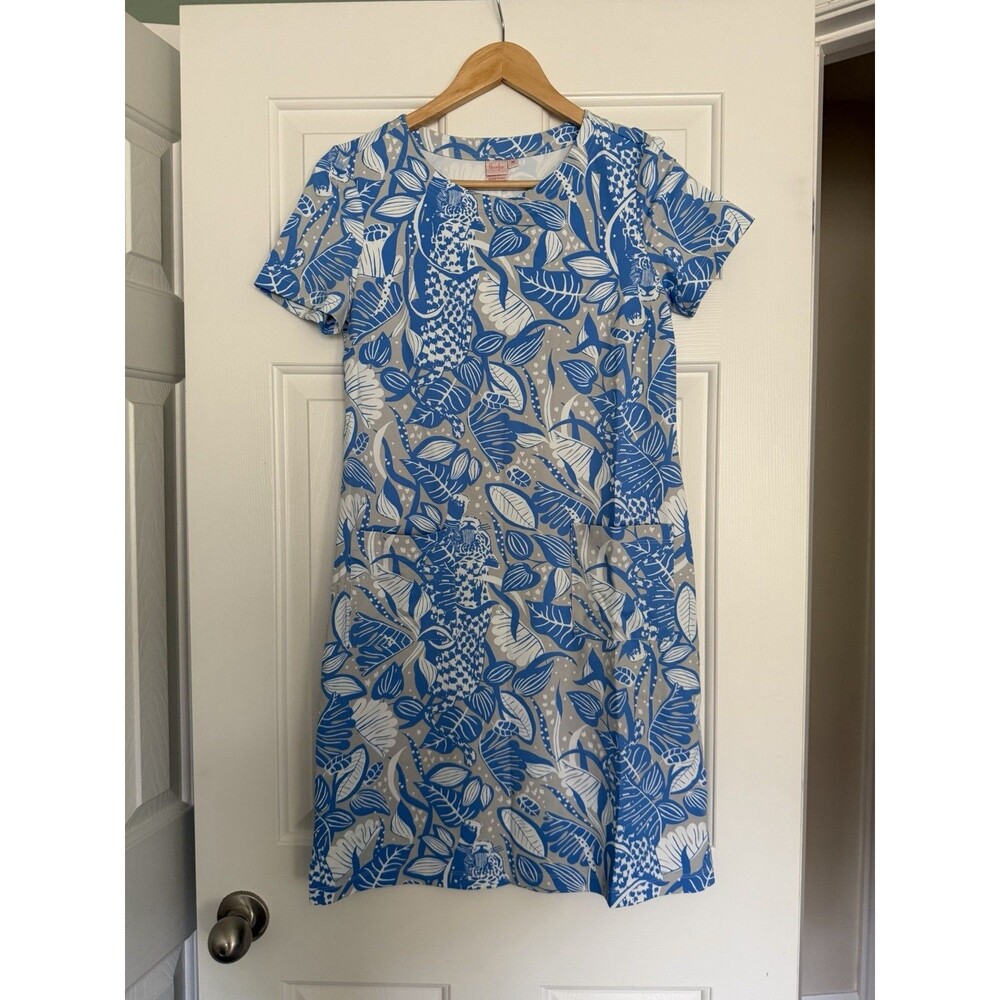 Persifor Dress Size Medium Blue Gray Pattern Pockets Stretch
